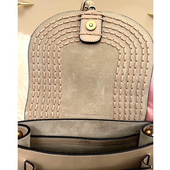 EUC CHLOE SMALL HUDSON PEARL BEIGE SHOULDER BAG TASSEL SMOOTH CALFSKIN PURSE Exc - Picture 11 of 16